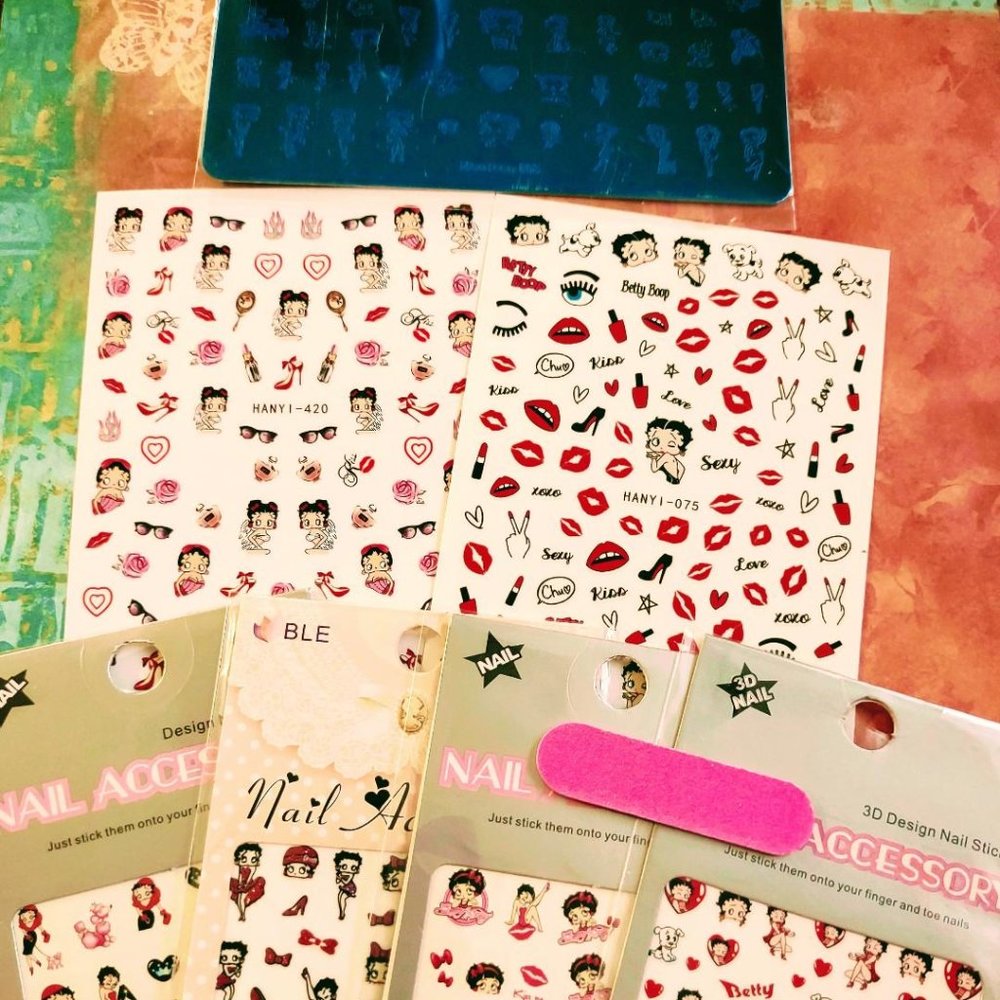 SOLD! New! Betty Boop Nail Decals & Plate Bundle